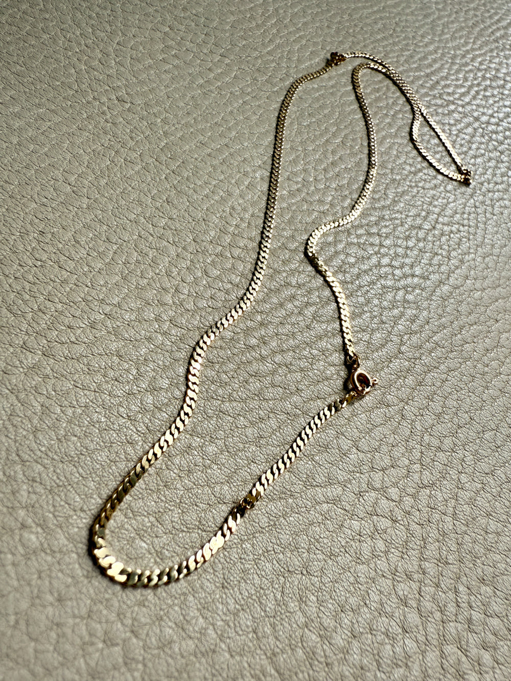 Scandinavian Vintage Pressed Curb Link 18k Gold Necklace - 17.5 inch length
