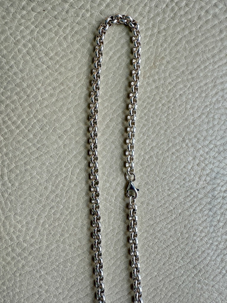 Chubby Vintage Silver British Rolo Link Necklace- 18 inch length