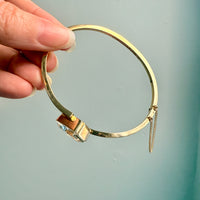 1944 Modernist Rock Crystal and 18k Gold Hinged Bangle by STIGBERT - 7.1 inch interior circumference