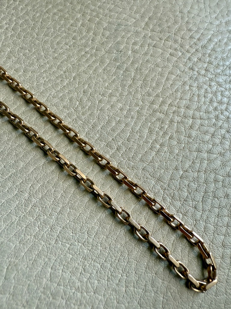Longer Length 14k Gold Biker Link Necklace 3mm width - 22.2 inch length