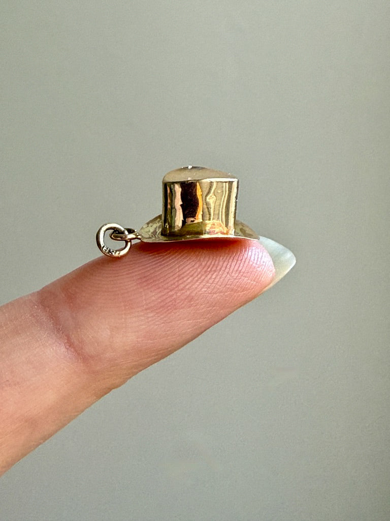 14k Gold Vintage Top Hat charm or pendant