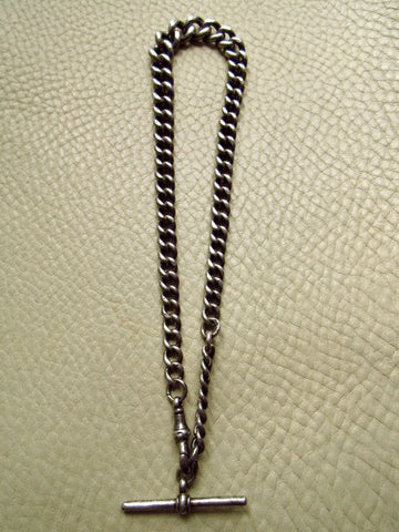 1863 Antique UK Sterling Silver Curb Link Watch Chain – 15.2 Inch Length