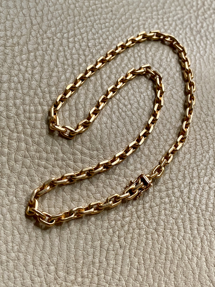 AMAZING 18k gold biker link necklace! - made in Köping, Sweden - 17 inch length