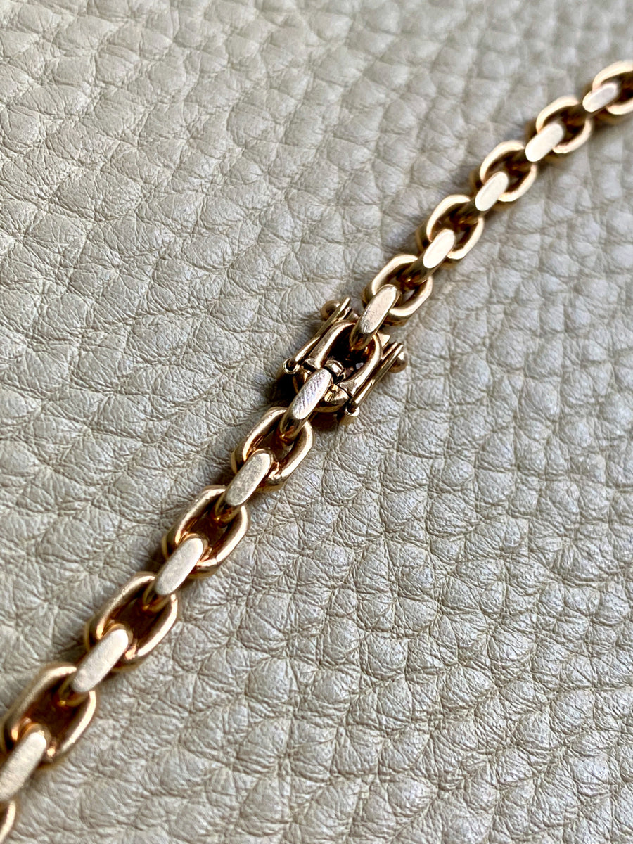 WHOA 45g Midcentury era biker link necklace! - solid 14k gold links- 16.5 inch length