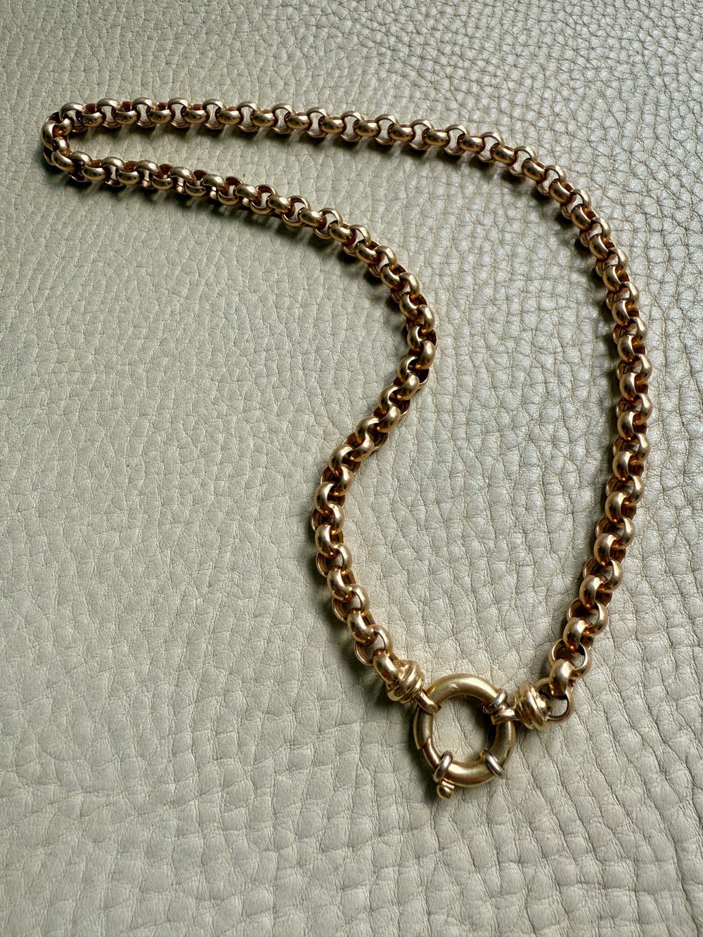 Chubby! 18k Gold Rolo Link Necklace with Large Bolt Clasp - 17.8 inch length