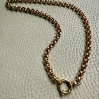 Chubby! 18k Gold Rolo Link Necklace with Large Bolt Clasp - 17.8 inch length