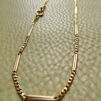 Antique Scandinavian 18k Gold Curb & Bar Link Watch Chain Necklace – 18.25 Inch Length