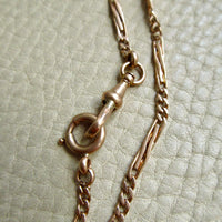 Rosy 14k Gold Bar and Curb Watch Chain Necklace - 16.7 inch length