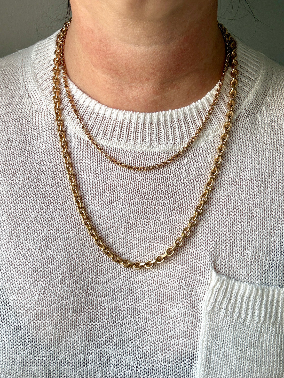 YUM! 1979 Swedish Vintage 81g Biker Link Chain Necklace 18k Gold – 24 Inch Length