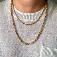 YUM! 1979 Swedish Vintage 81g Biker Link Chain Necklace 18k Gold – 24 Inch Length