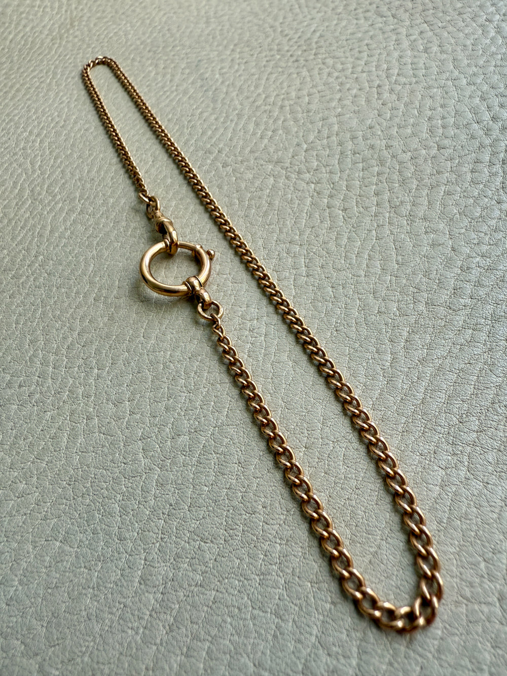 1899 Antique Swedish 18k Gold Curb Link Watch Chain Necklace - 15.8 inch length