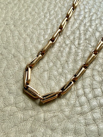 1917 Antique Swedish Double Fetter Watch Chain Necklace in 18k Gold - 17.6 inch length