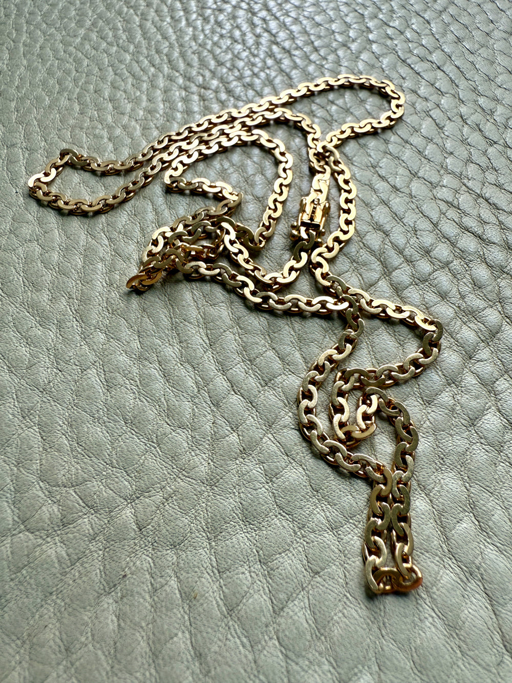 Long 18k Gold Vintage Virola Link Necklace - 21.8 inch length