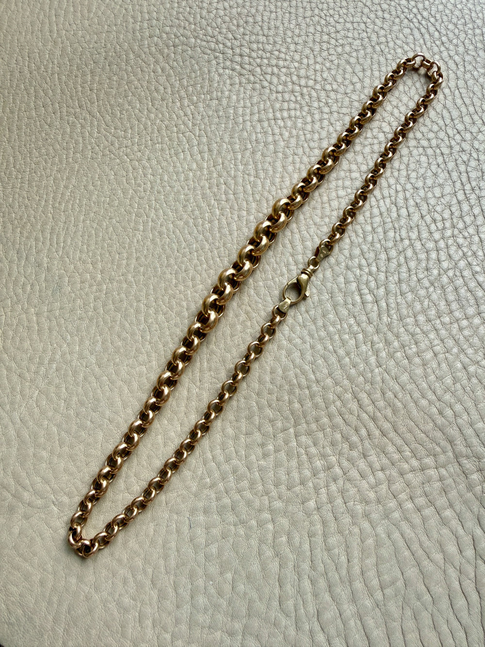 Vintage Chubby Graduated Rolo Link Necklace 18k Gold – 18.25 Inch Length