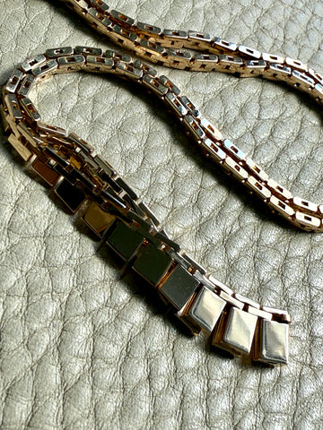 Shimmering Vintage 14k Gold Cleopatra Link Necklace - 17.8 inch length