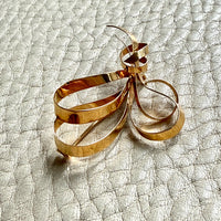 1954 Vintage Swedish 18k Gold Ribbon Brooch - 1.3 inch