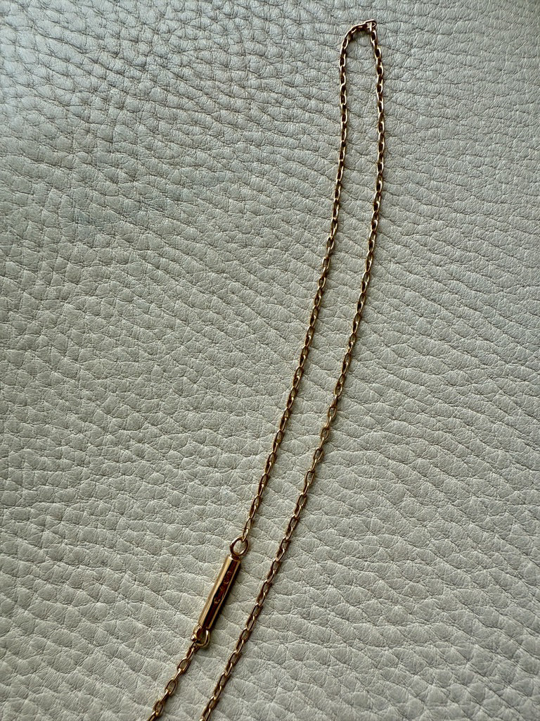 Antique Cable Link Necklace with Barrel Clasp - Solid 18k gold - 18.3 inch length