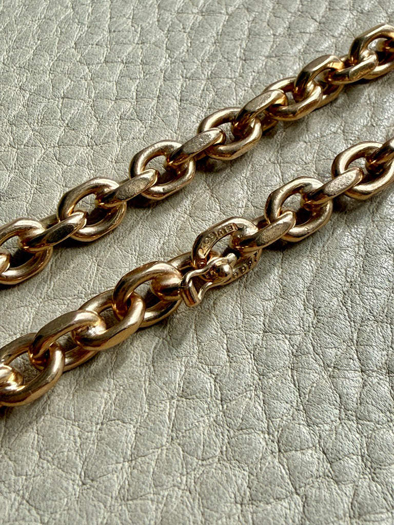 YUM! 1979 Swedish Vintage 81g Biker Link Chain Necklace 18k Gold – 24 Inch Length
