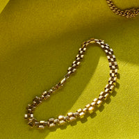 Checkerboard link bracelet in 18k gold - Swedish vintage 1940 - 8.2 inch length