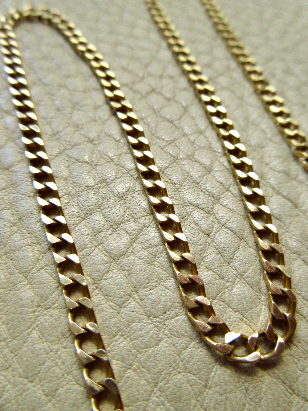 Vintage 14k Gold Faceted Curb Link Watch Chain Necklace – 19.3 Inch Length