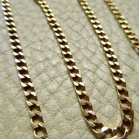 Vintage 14k Gold Faceted Curb Link Watch Chain Necklace – 19.3 Inch Length