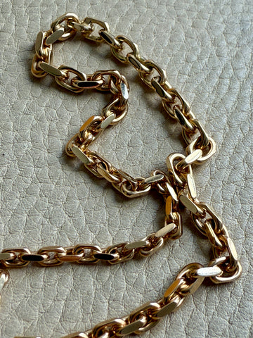 RARE Midcentury Era 14k gold Graduated Biker Link Necklace Signed Edvin Einar & C Larsen - 17.8 inch length