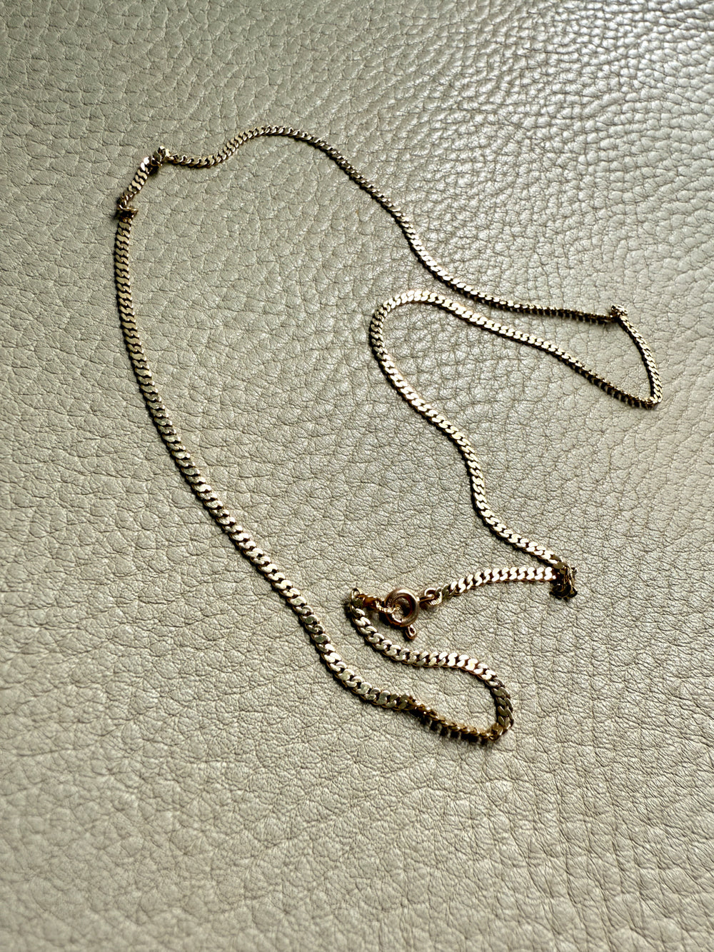 Scandinavian Vintage Pressed Curb Link 18k Gold Necklace - 17.5 inch length