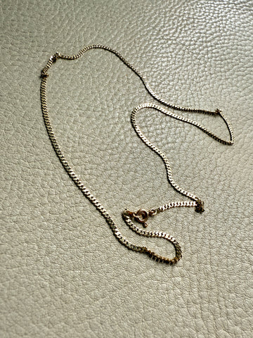 Scandinavian Vintage Pressed Curb Link 18k Gold Necklace - 17.5 inch length