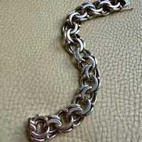 1976 Signed Heavy Swedish Double Curb Chain Silver Bracelet – 8.9 Inch Length