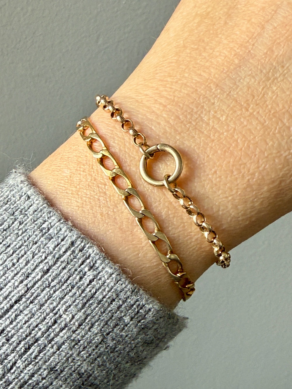 Vintage 14k Gold Rolo Chain Bracelet with Push Clasp – 6.7 Inch Length