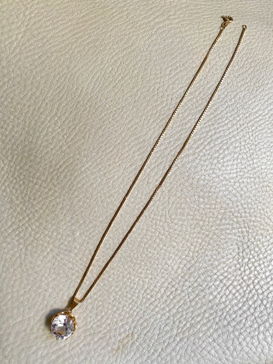 Crystal Swedish pendant necklace - Solid 18k gold - Made in 1975