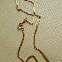 Antique Scandinavian 18k Gold Curb & Bar Link Watch Chain Necklace – 18.25 Inch Length
