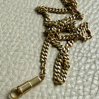 18k Gold Vintage Curb Link Watch Chain Necklace with Sheathed Fastener- 17.1 inch length