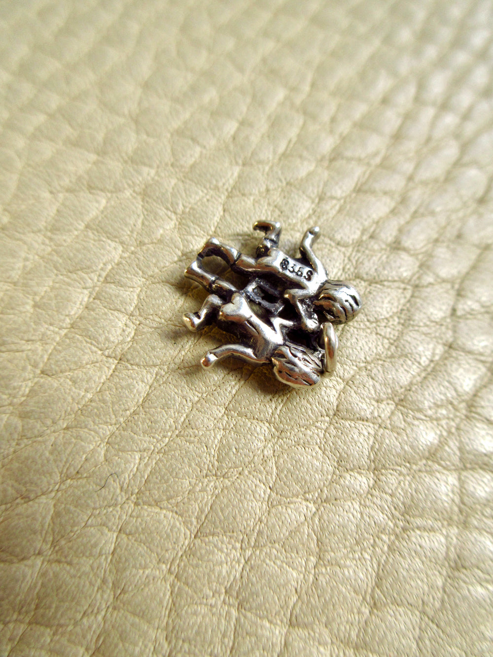 Vintage Silver Gemini Zodiac Charm or Pendant – 0.75 inch Drop