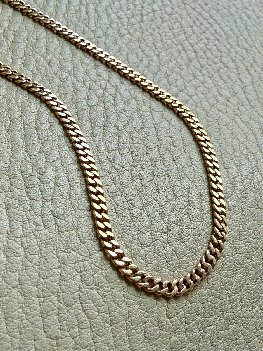 1920s era Pressed Curb Link Chain Necklace in 18k Gold - 20.1 inch length