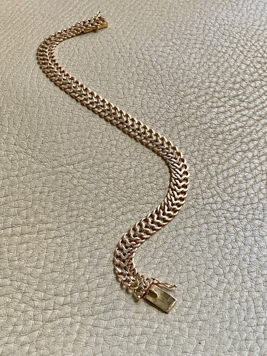 1956 Swedish vintage Herringbone bracelet in 18k gold - 7.8 inch length