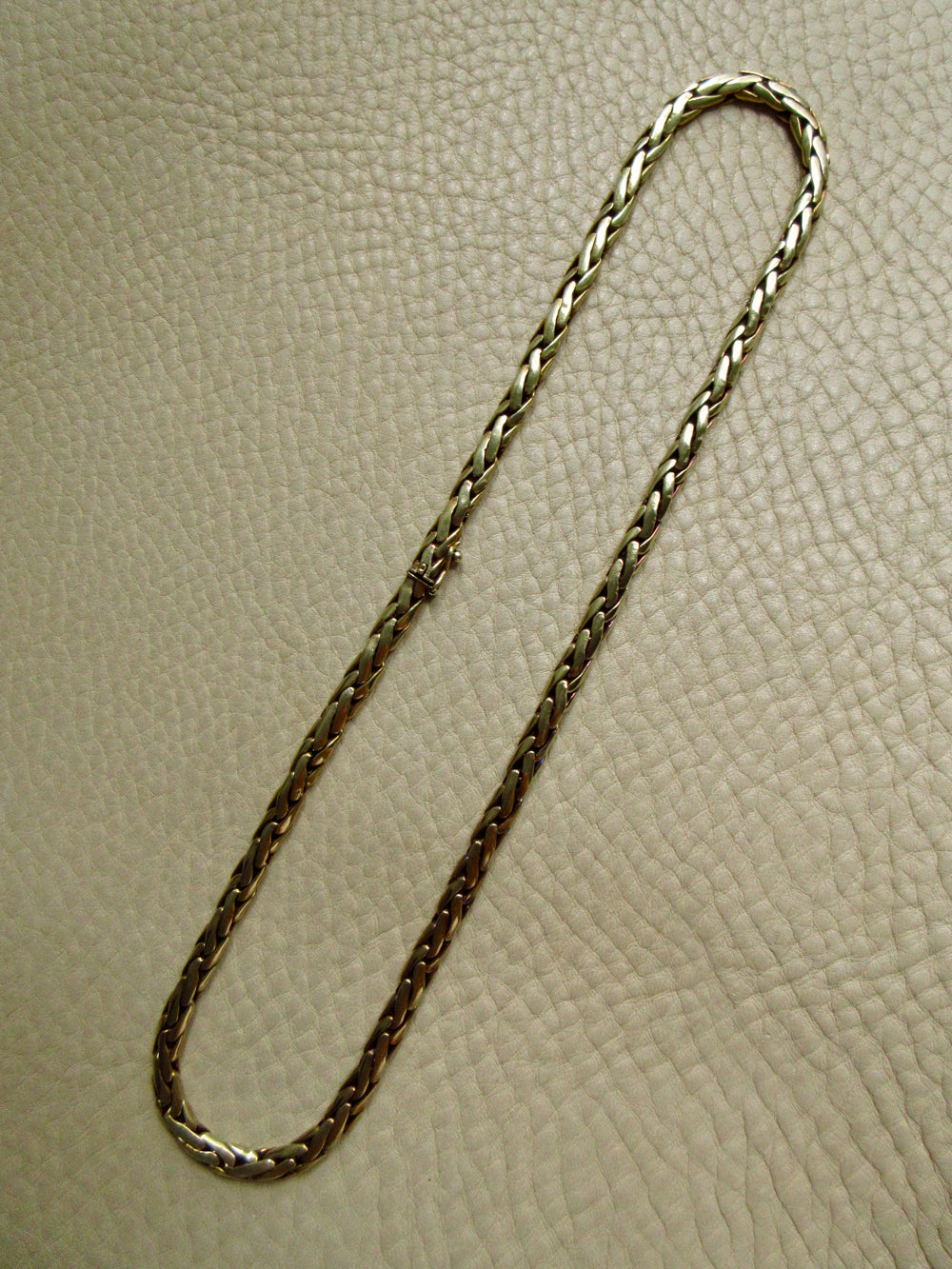 Vintage 14k Gold Smooth Braided Half Round Necklace - 18.5 inch