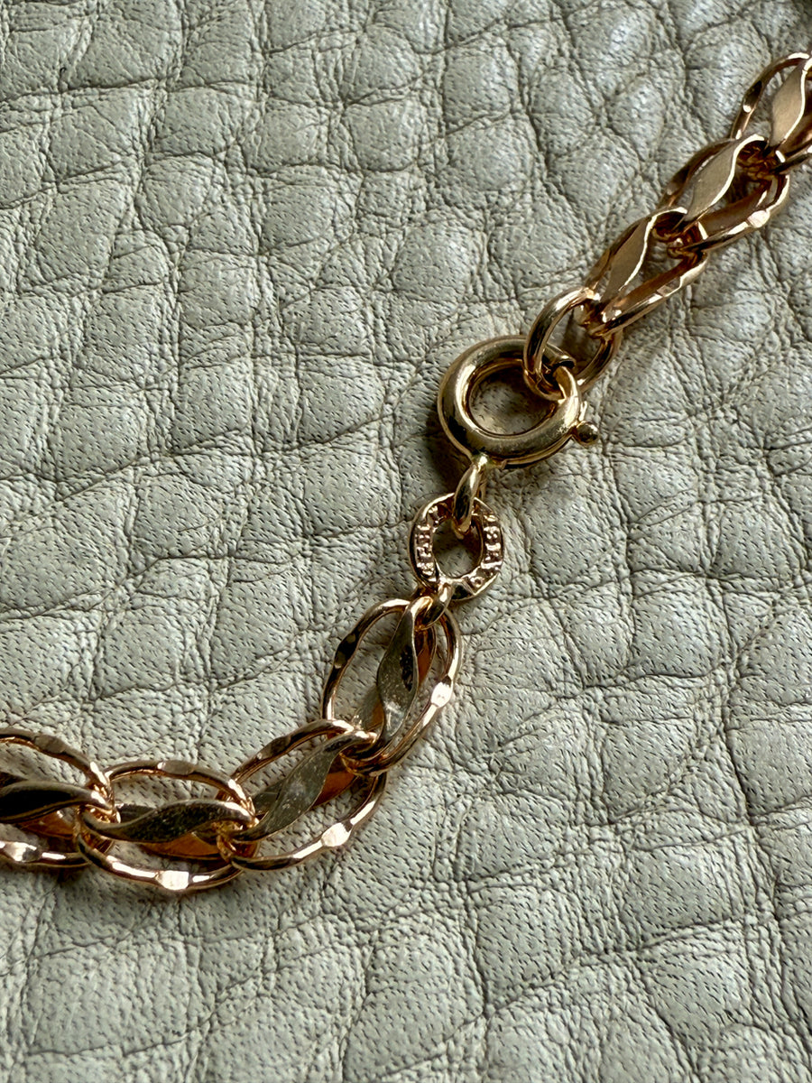 1960 Swedish Vintage Tulip Link Necklace in Rosy 18k gold - 16.3 inch length