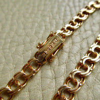 1966 Vintage Double Link Solid 18k Gold Bracelet - 7.2 inch length