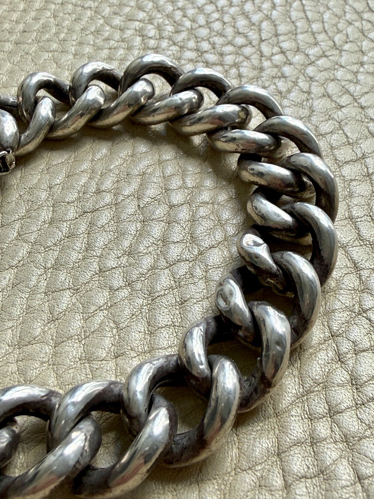 Vintage Swedish Puffy Curb Link Bracelet 830 Silver – 7.5 inch interior circumference