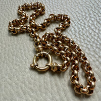 Chubby! 18k Gold Rolo Link Necklace with Large Bolt Clasp - 17.8 inch length