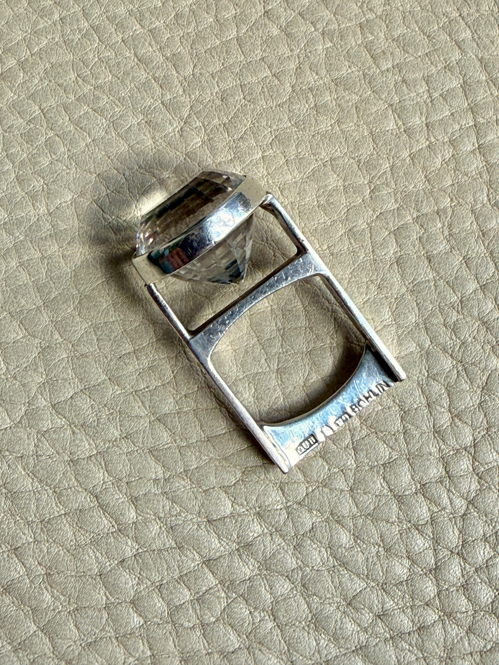 SPARKLES!! 1972 Ove Bohlin Modernist Silver and Quartz Cocktail Ring - Size 7.5