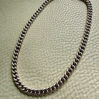 Midcentury Vintage Silver Chubby Curb Necklace - hollow links - 16.4 inch length
