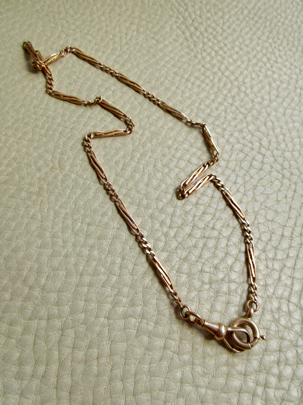 Rosy 14k Gold Bar and Curb Watch Chain Necklace - 16.7 inch length