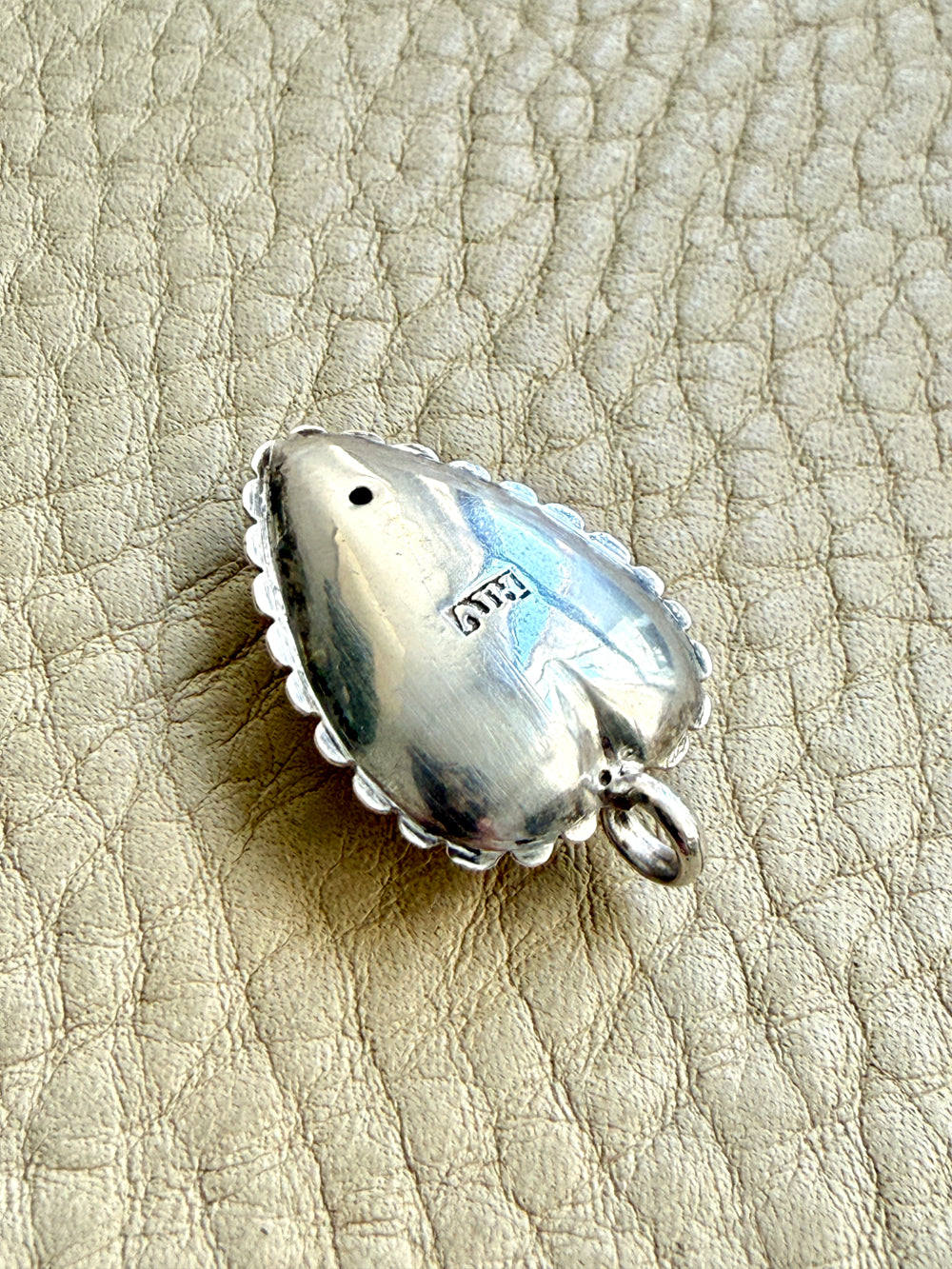 Antique Signed Swedish Silver Puffy Heart Pendant with Clear Stone