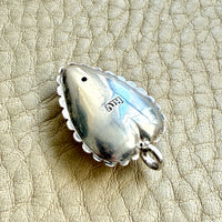 Antique Signed Swedish Silver Puffy Heart Pendant with Clear Stone