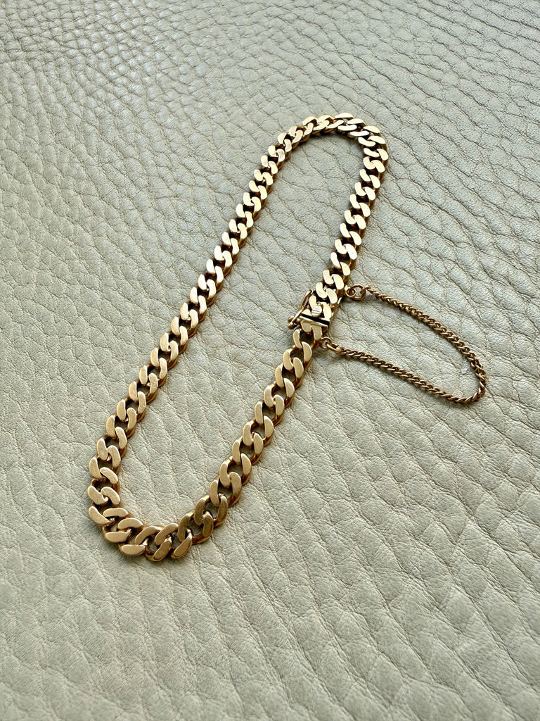 1930 Swedish Vintage Gold Curb Link Bracelet 18k Gold – 8 Inch Length
