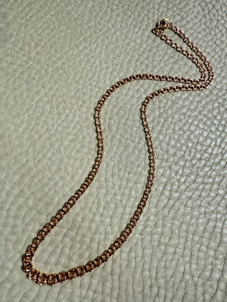 Swedish Vintage 18k Gold Necklace - Graduated Double Link Chain Necklace - 16.8 inch length