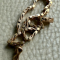 Slinky 18k Gold Vintage Bernhard Hertz Wishbone Link Bracelet - 7.5 inch length