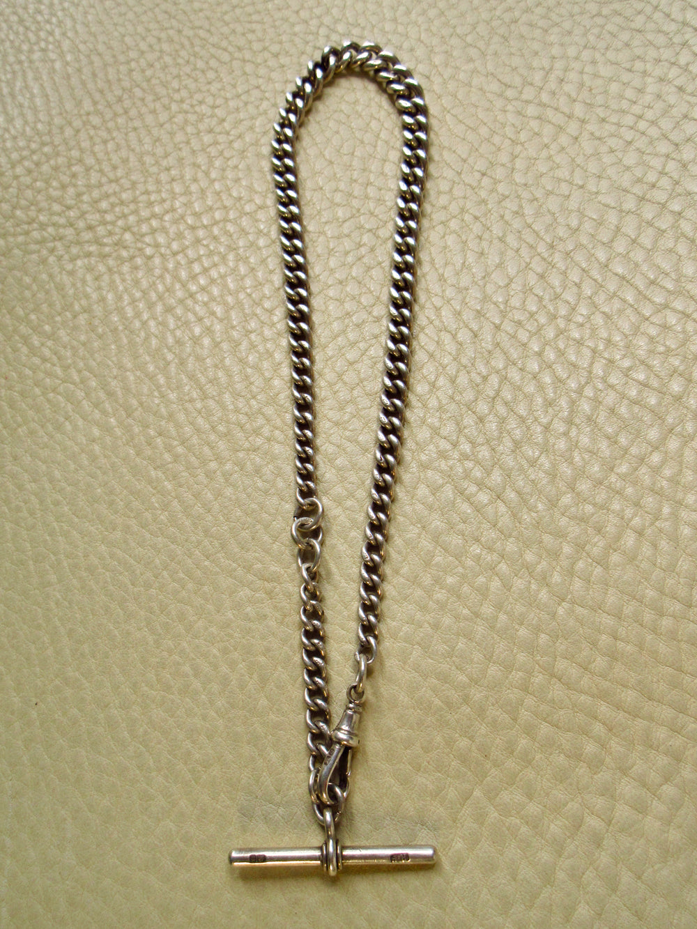 1894 Antique British Sterling Silver Curb Link Watch Chain – 14.75 Inch Length